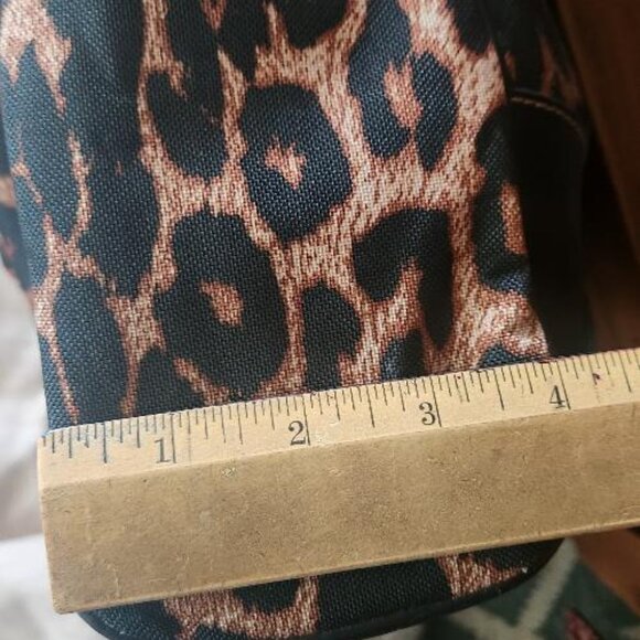 Jessica Simpson Leopard Faux Black Leather Tote Handbag - Picture 5 of 16